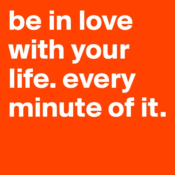 be in love with your life. every minute of it. 
