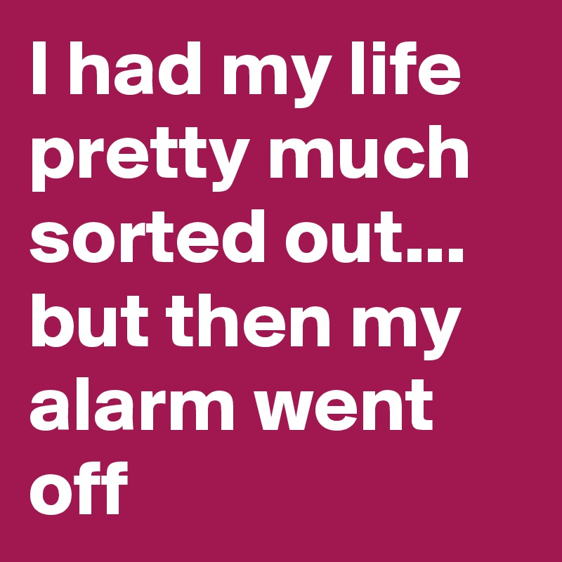 I had my life pretty much sorted out... but then my alarm went off 