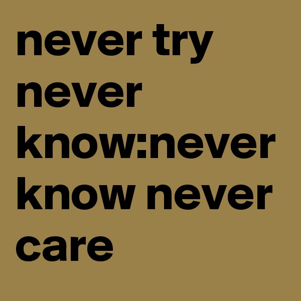 never try never know:never know never care