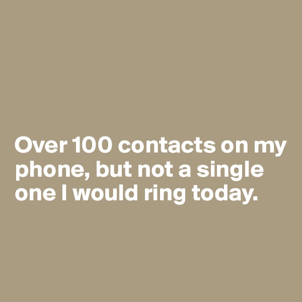 




Over 100 contacts on my phone, but not a single one I would ring today. 


