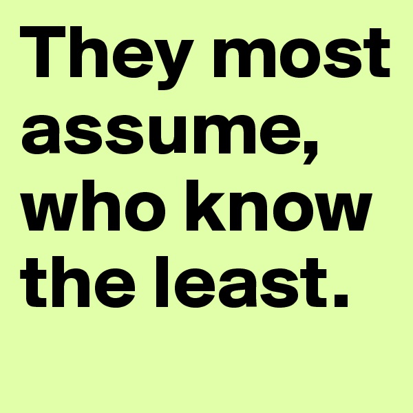 They most assume, who know the least.