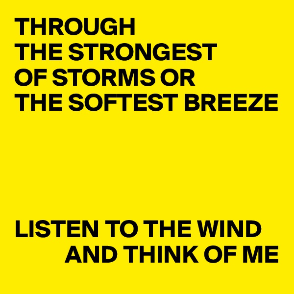 THROUGH 
THE STRONGEST
OF STORMS OR
THE SOFTEST BREEZE




LISTEN TO THE WIND
          AND THINK OF ME