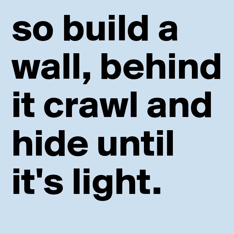 so build a wall, behind it crawl and hide until it's light.