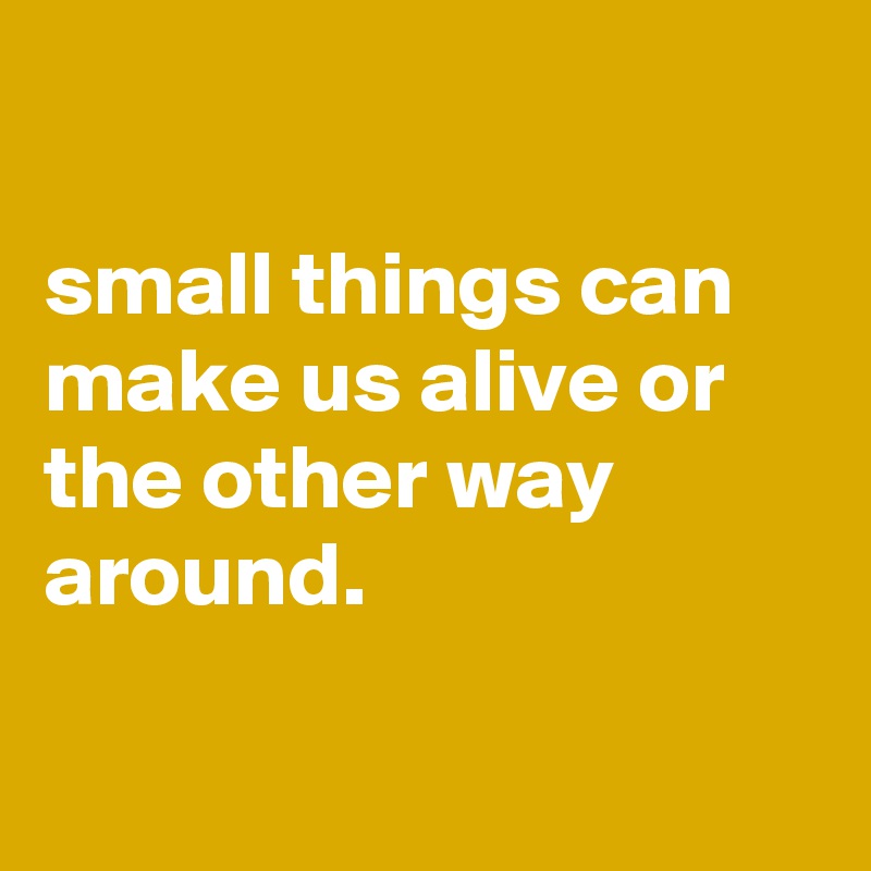 

small things can make us alive or the other way around.

