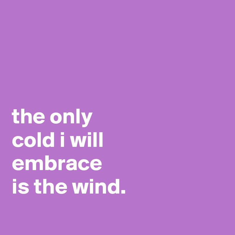 



the only
cold i will
embrace
is the wind.
