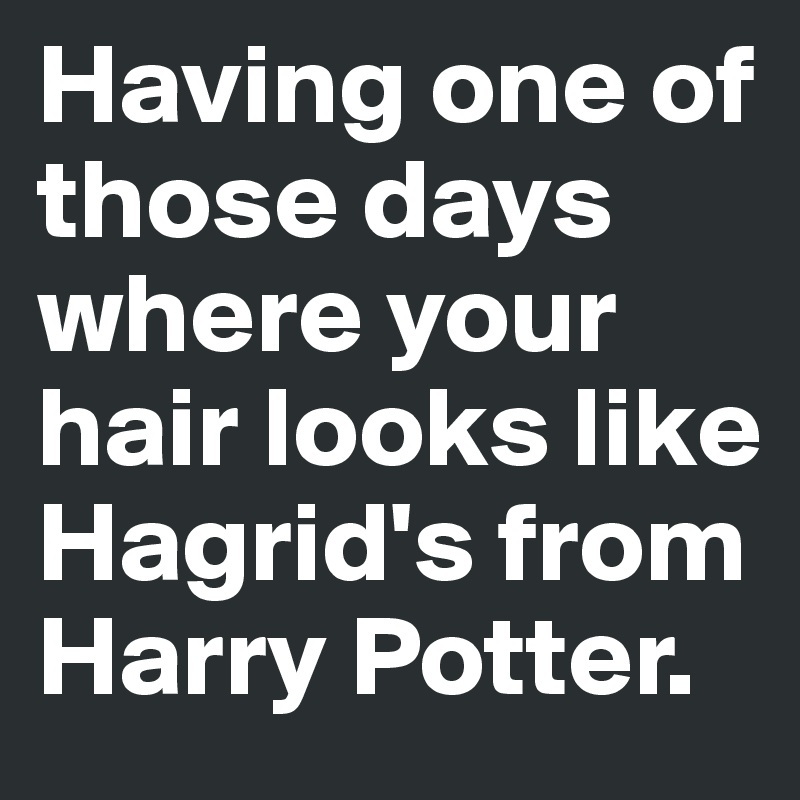Having one of those days where your hair looks like Hagrid's from Harry Potter. 