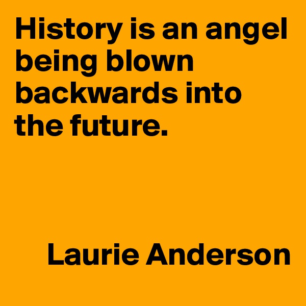 History is an angel being blown backwards into the future.



     Laurie Anderson