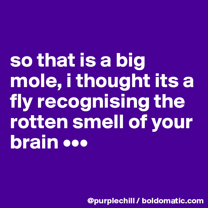 

so that is a big mole, i thought its a fly recognising the rotten smell of your brain •••

