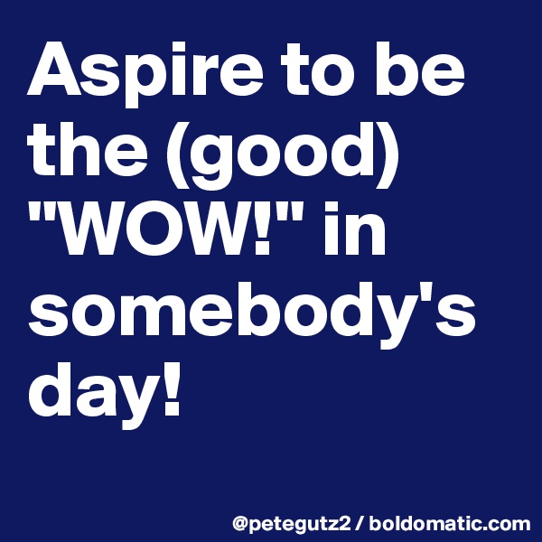 Aspire to be the (good) "WOW!" in somebody's day!
