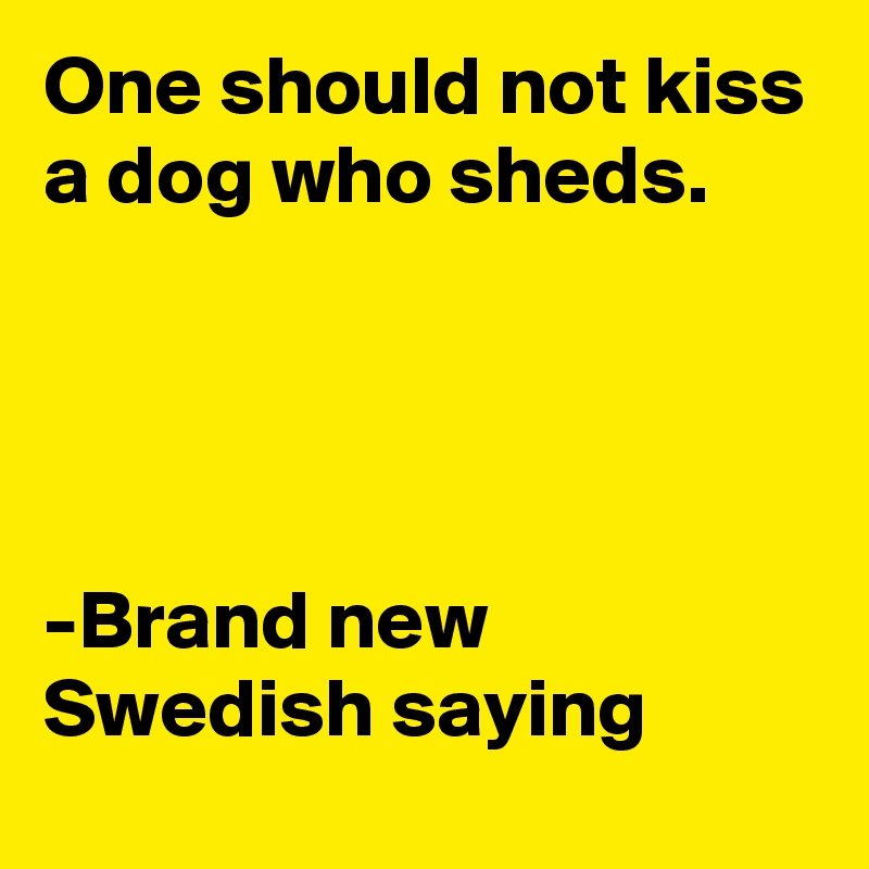 One should not kiss a dog who sheds. 




-Brand new Swedish saying