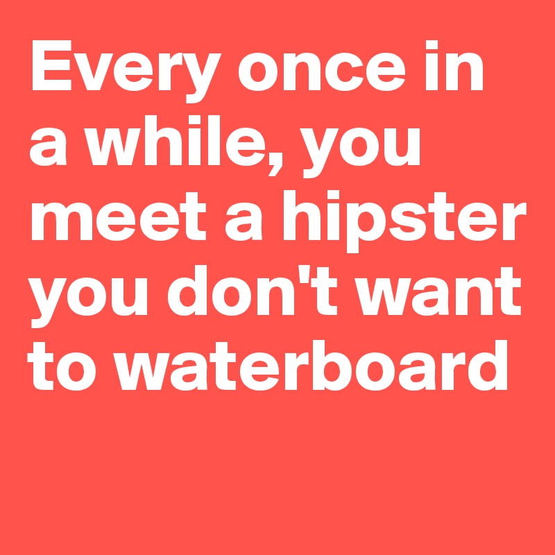 Every once in a while, you meet a hipster you don't want to waterboard
