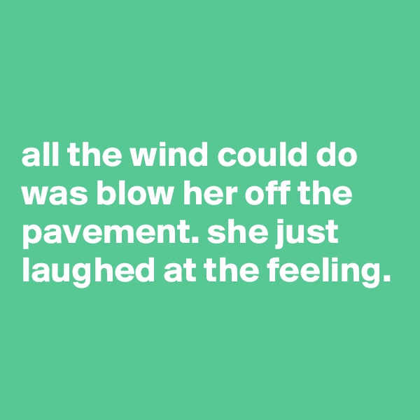 


all the wind could do was blow her off the pavement. she just laughed at the feeling.

