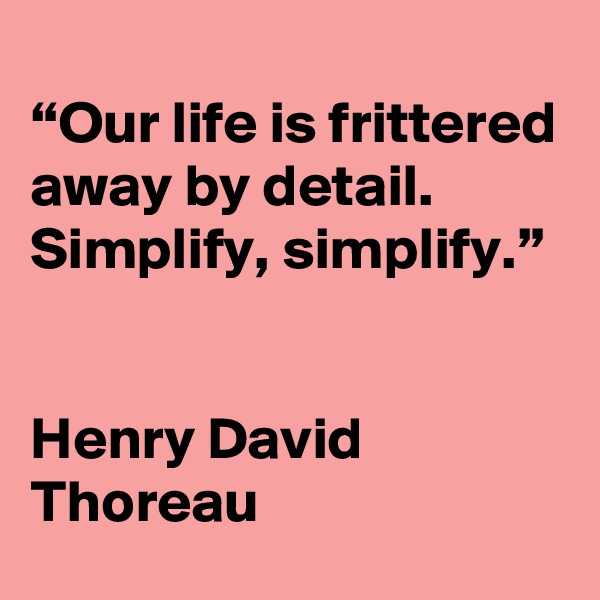 
“Our life is frittered away by detail. Simplify, simplify.”


Henry David Thoreau