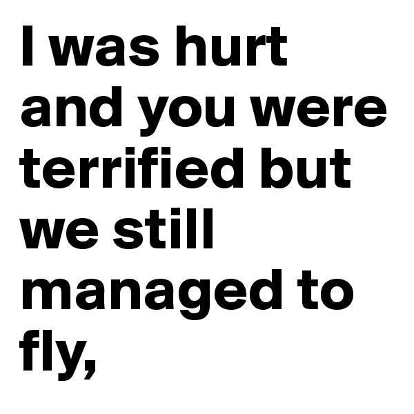 I was hurt and you were terrified but we still managed to fly,