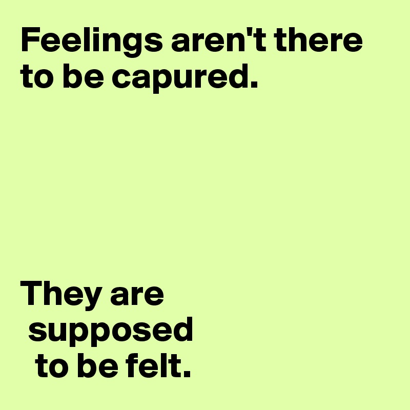 Feelings aren't there to be capured. 





They are
 supposed
  to be felt.