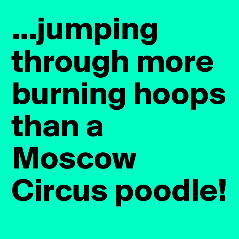 ...jumping through more burning hoops than a Moscow Circus poodle!