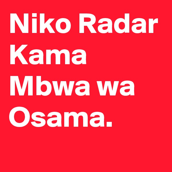 Niko Radar
Kama
Mbwa wa
Osama.