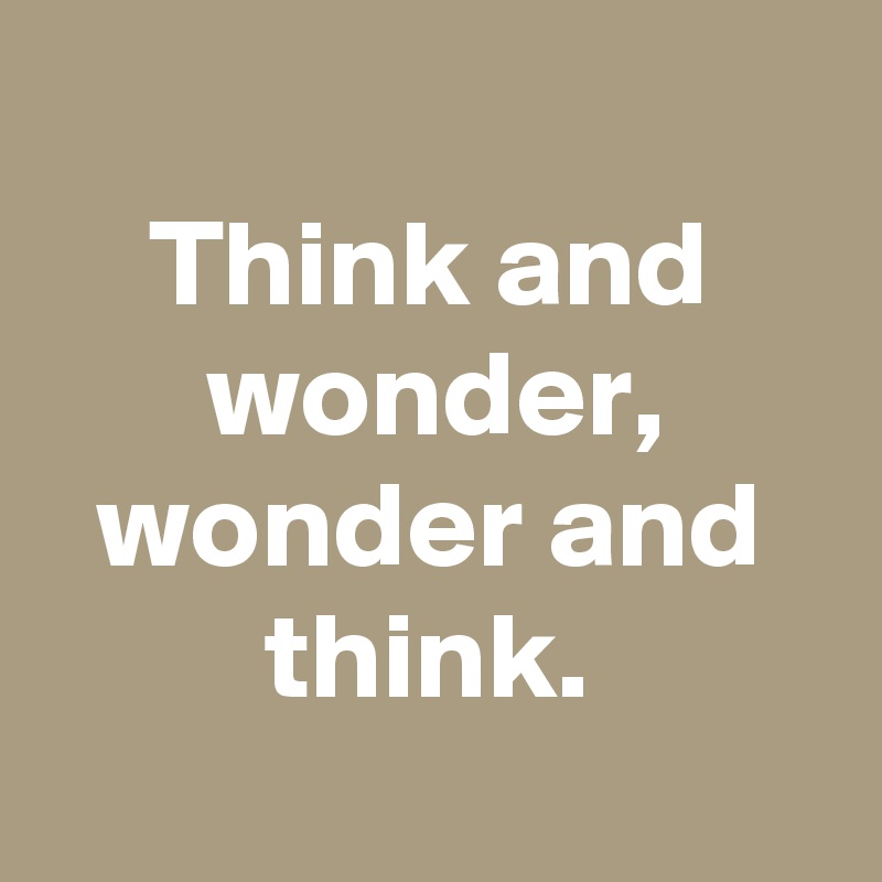 
Think and wonder, wonder and think.
