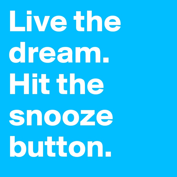 Live the dream.    Hit the snooze button.