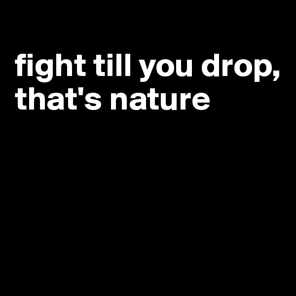 
fight till you drop, that's nature



