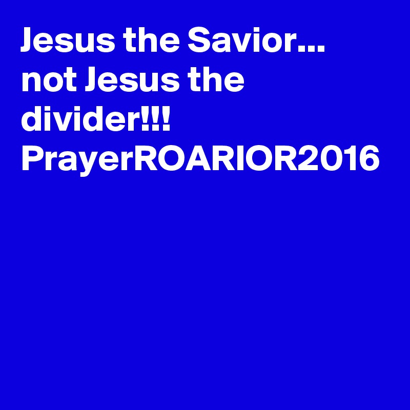 Jesus the Savior... not Jesus the divider!!!
PrayerROARIOR2016