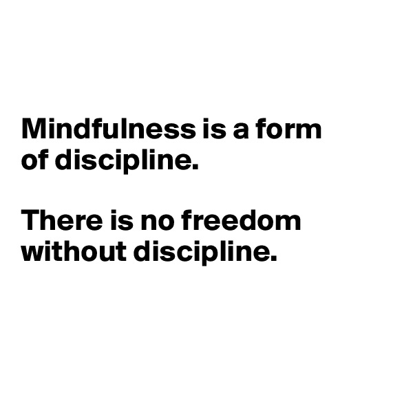 


Mindfulness is a form 
of discipline. 

There is no freedom without discipline.



