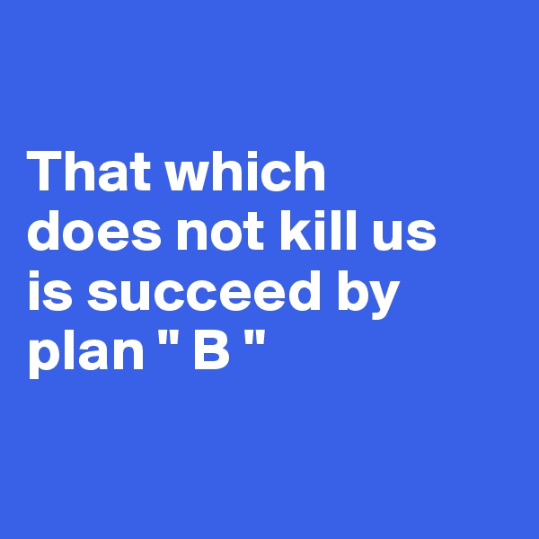 

That which 
does not kill us 
is succeed by plan " B "

