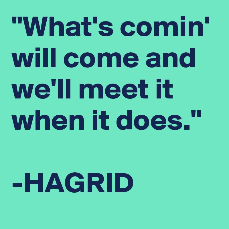 "What's comin' will come and we'll meet it when it does."

-HAGRID