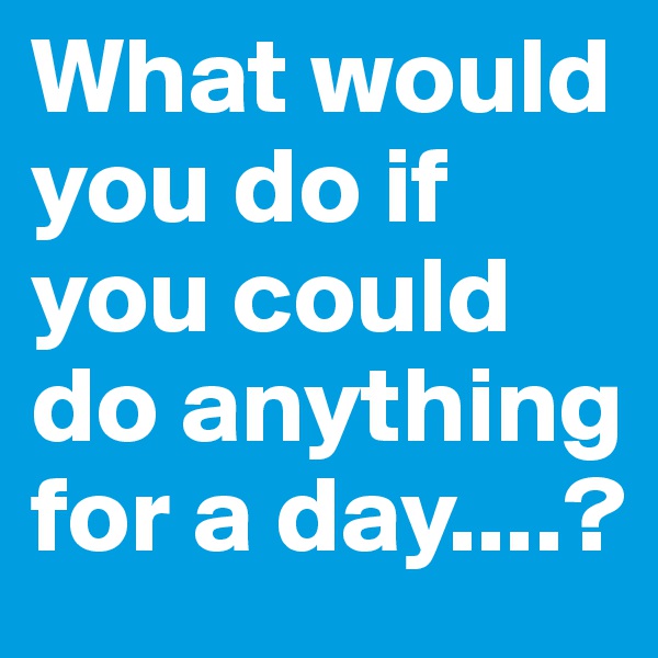 What would you do if you could do anything for a day....?