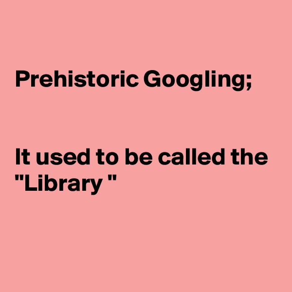 

Prehistoric Googling;


It used to be called the "Library "


