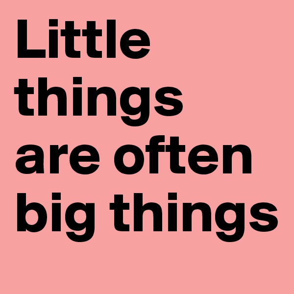 Little things are often big things