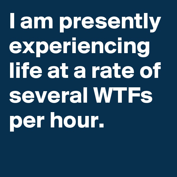 I am presently experiencing life at a rate of several WTFs per hour.
