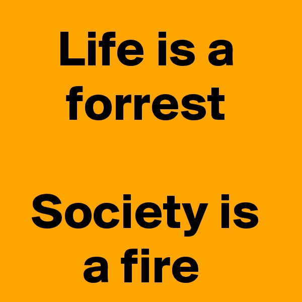 Life is a forrest

Society is a fire 