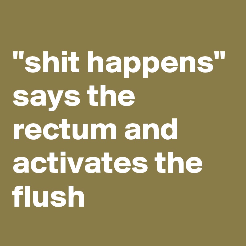
"shit happens" says the rectum and activates the flush