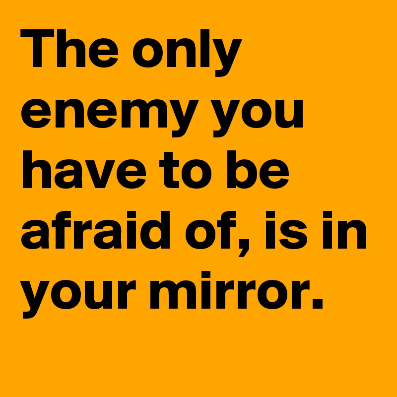 The only enemy you have to be afraid of, is in your mirror.