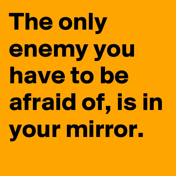 The only enemy you have to be afraid of, is in your mirror.