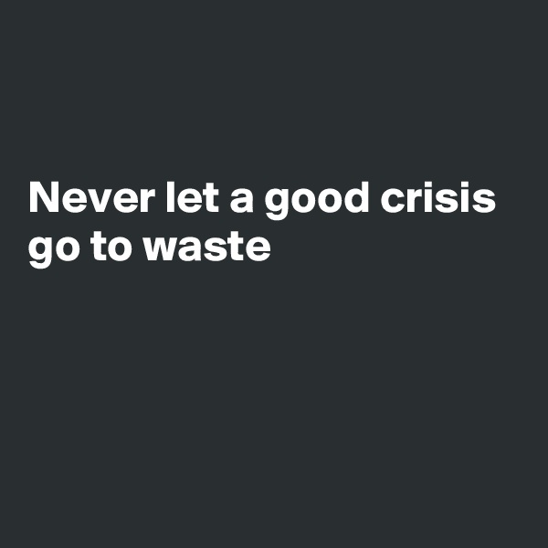 


Never let a good crisis 
go to waste




