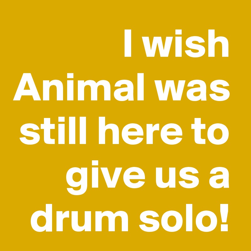 I wish Animal was still here to give us a drum solo!