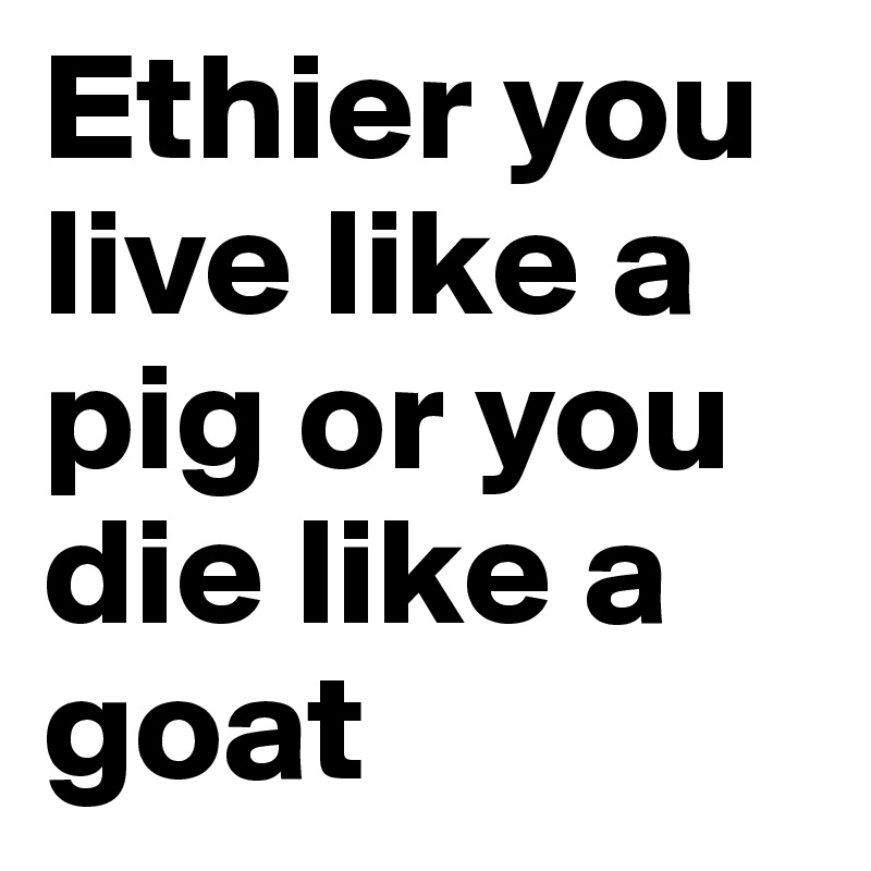 Ethier you live like a pig or you die like a goat