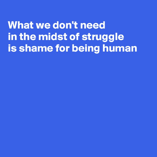 
What we don't need
in the midst of struggle 
is shame for being human







