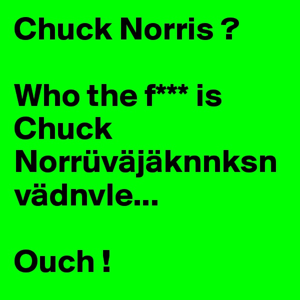 Chuck Norris ?

Who the f*** is Chuck Norrüväjäknnksnvädnvle...

Ouch !