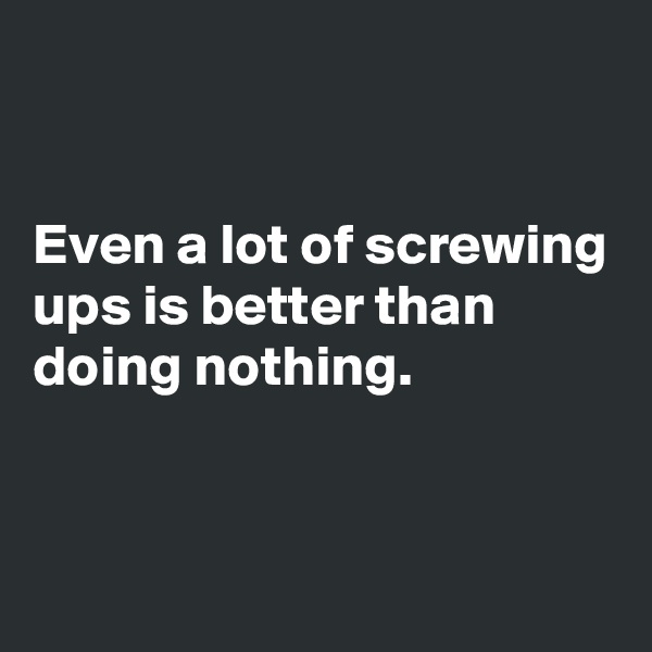 


Even a lot of screwing ups is better than doing nothing.


