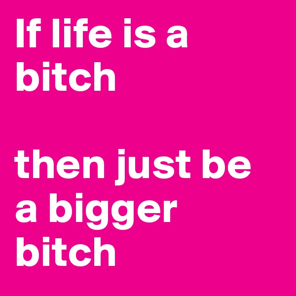 If life is a bitch

then just be a bigger bitch 