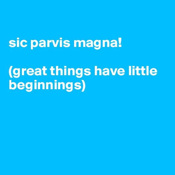 

sic parvis magna!

(great things have little beginnings)




