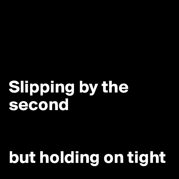 



Slipping by the second


but holding on tight