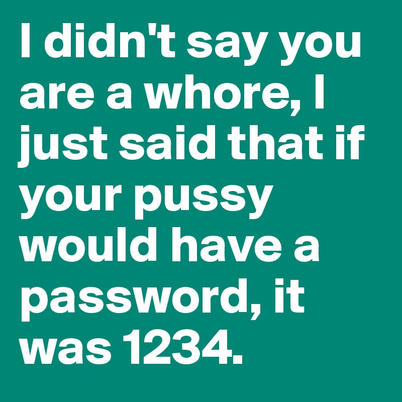 I didn't say you are a whore, I just said that if your pussy would have a password, it was 1234.