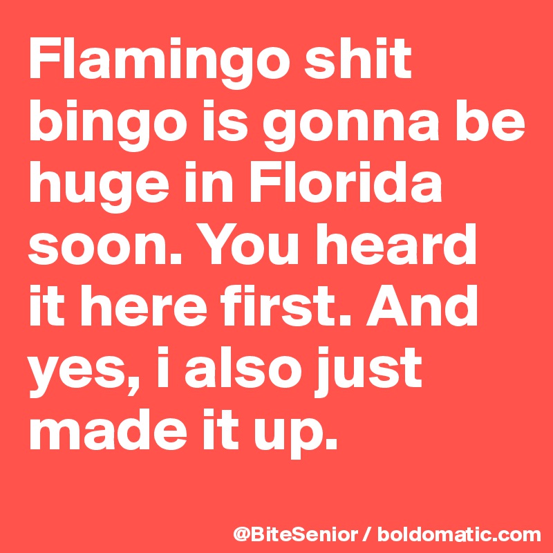 Flamingo shit bingo is gonna be huge in Florida soon. You heard it here first. And yes, i also just made it up.