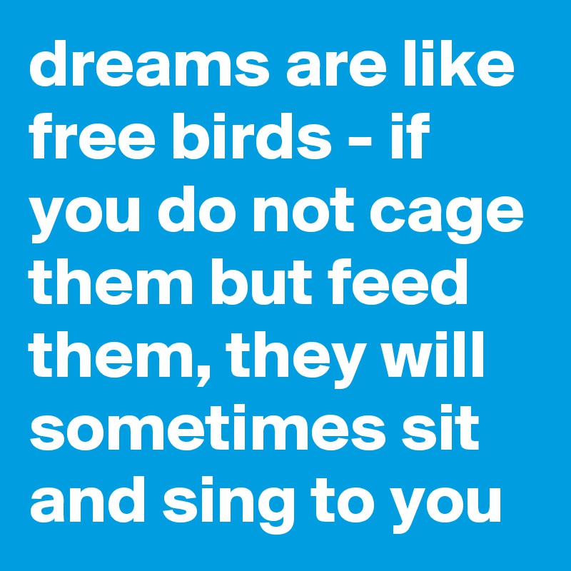 dreams are like free birds - if you do not cage them but feed them, they will sometimes sit and sing to you