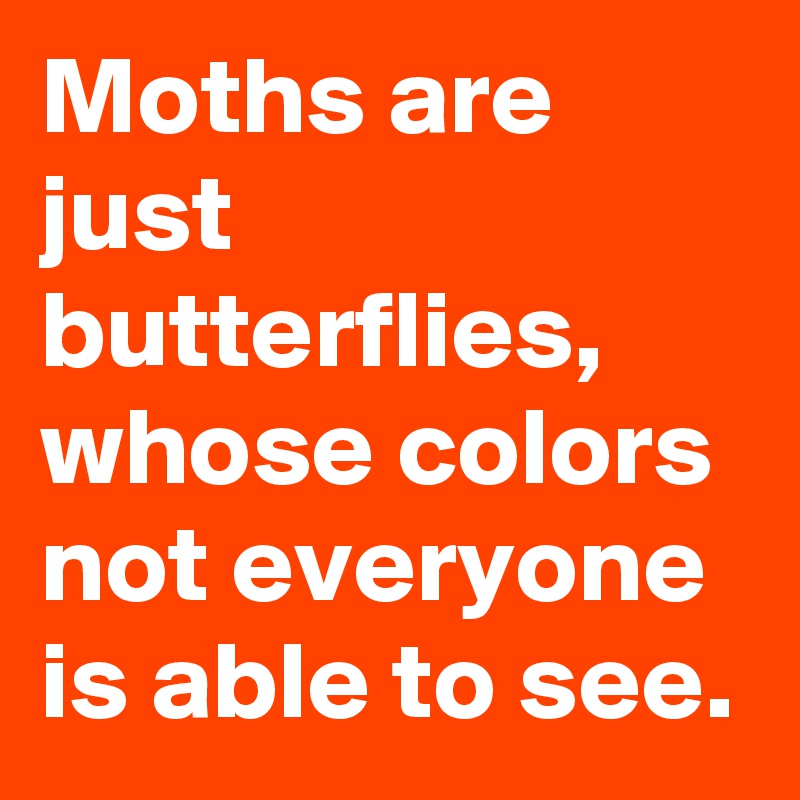 Moths are just butterflies, whose colors not everyone is able to see.