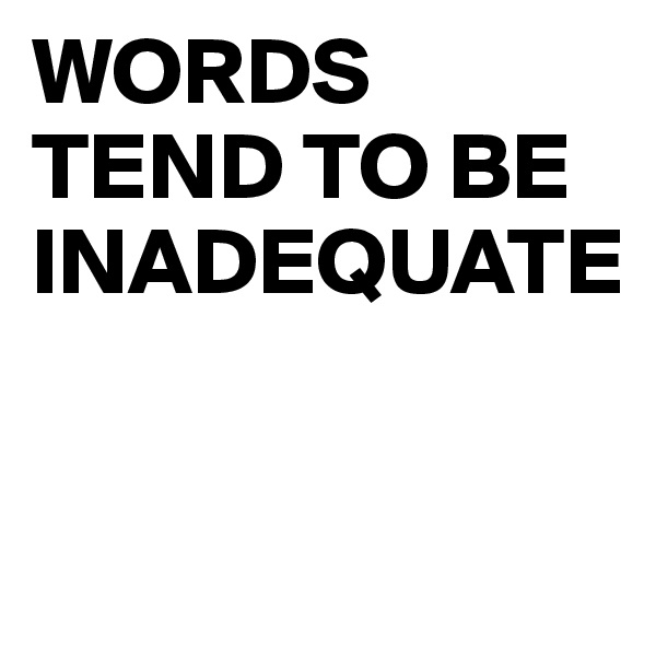 WORDS TEND TO BE INADEQUATE 


